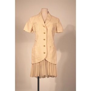 Chanel cream linen skirt suit